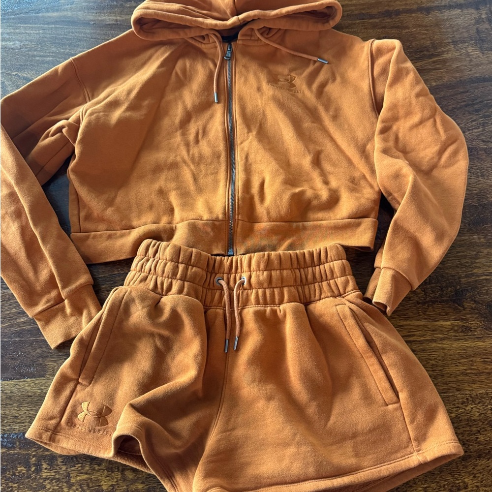Under Armour Womens Burnt Orange Hoodie and Shorts Set
